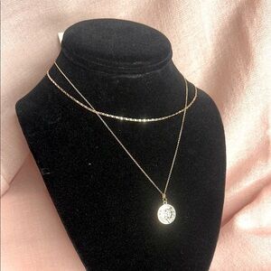 Ettika 2 layered chain necklace Roman coin pendant